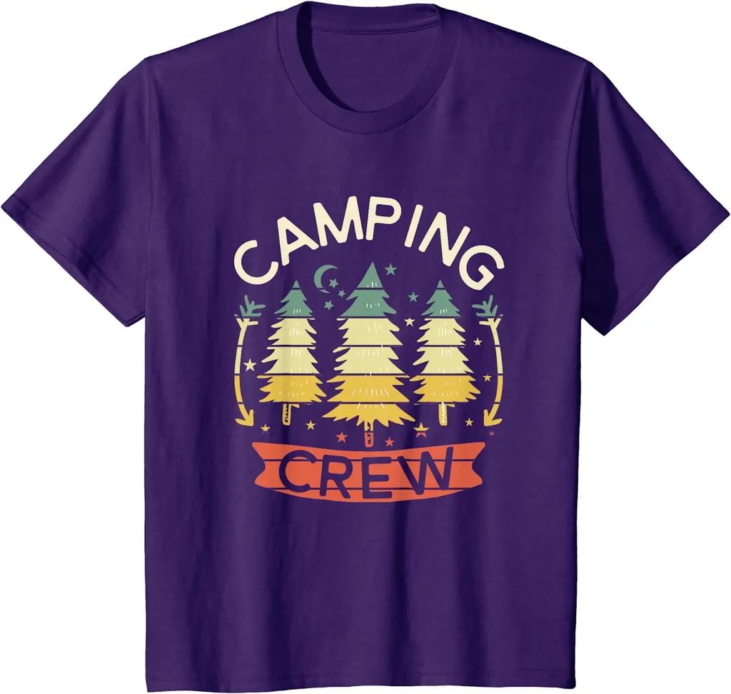Camping Crew Shirt Family Camping Shirts for Family Matching T-Shirt Casual Cotton Daily Four Seasons Tees Graphic T Shirts