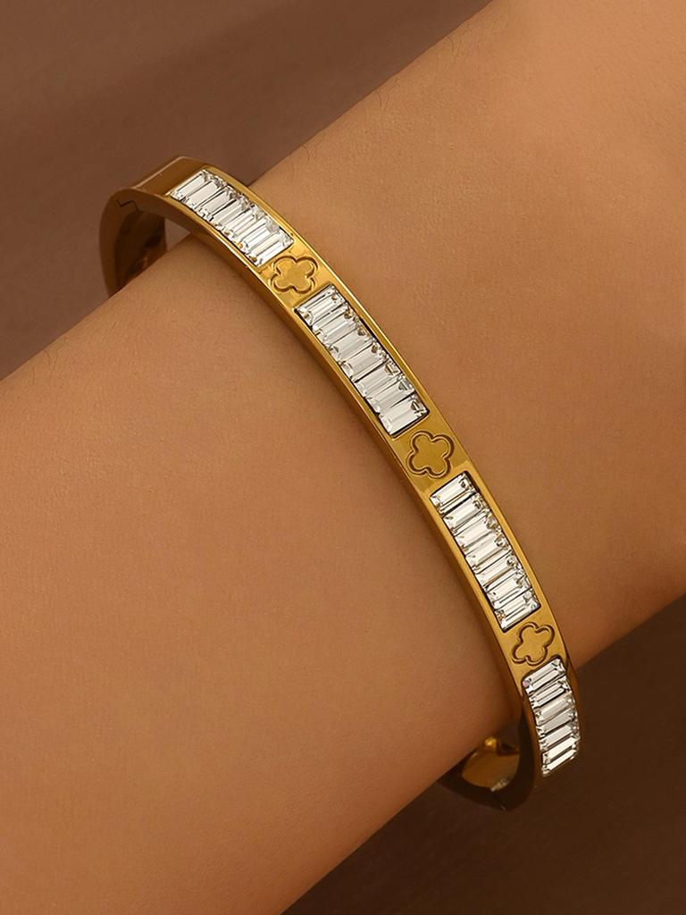 Elegantes Zirkonarmband - Weißer Titanstahl für Damen