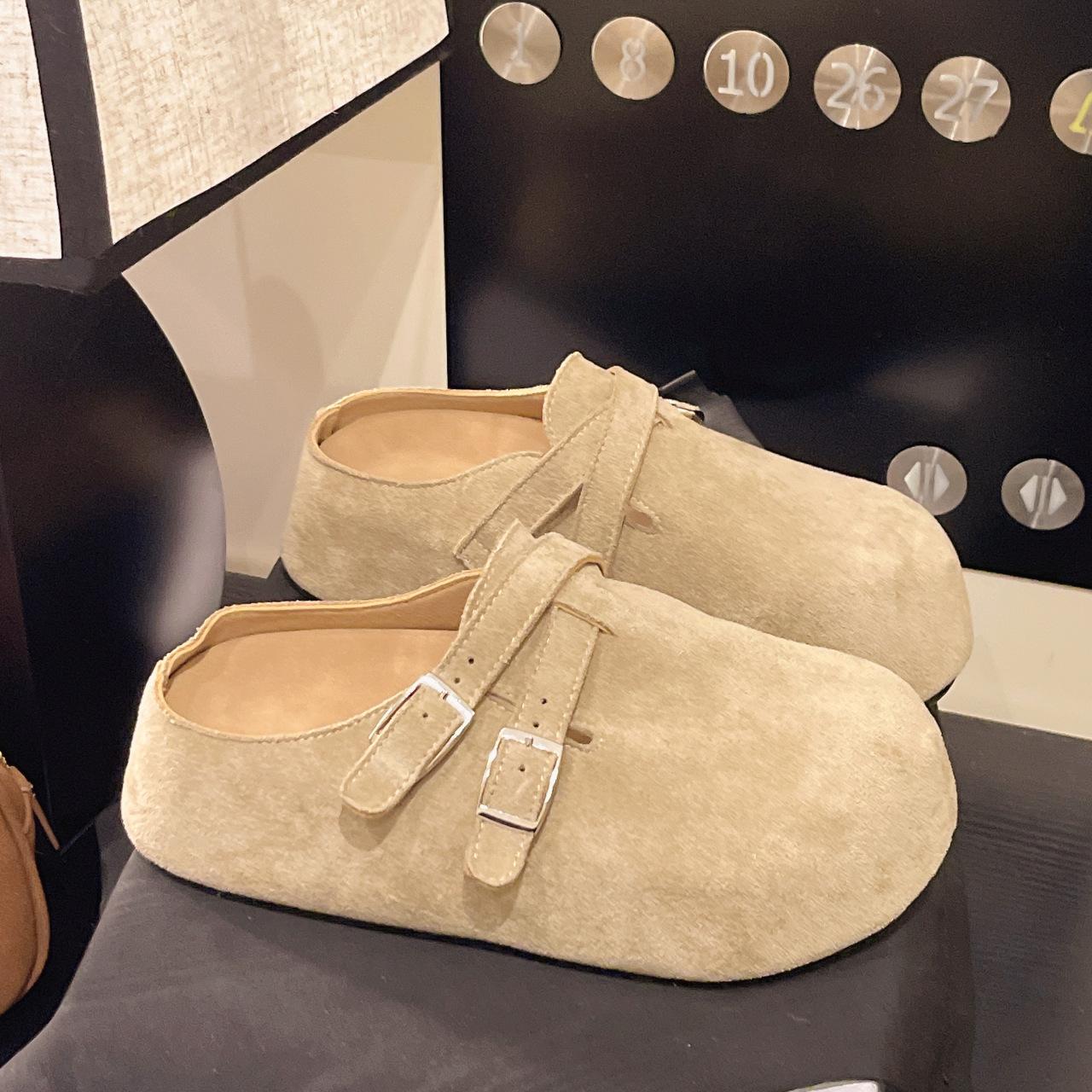 

Носите туфли на платформе Boken женские 2025 новые ранняя весна однопедальные с сумкой на носке полушлепанцы повседневные универсальные ленивые шлепанцы 40