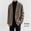 Men's Thickened Woolen Winter Coat, Loose-Fit Korean Style Casual Short Suit