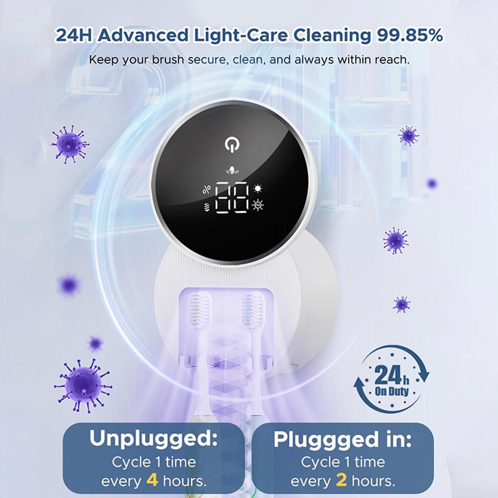 Toothbrush Holder, Toothbrush Holder For Bathroom, Wall-Mounted Cleaner Organizer With Auto-Inductive Cover,  Drying Fits Most Electric, Ma