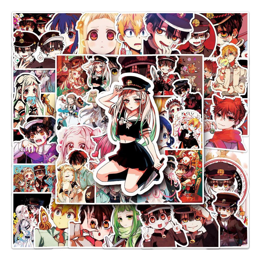 50-Sheet Jibaku Shonen Hanako-kun Cartoon Stickers for Laptop, Refrigerator, and Car Decoration