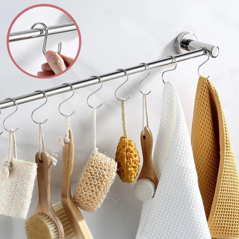 5pcs Stainless Steel S Shape Hook Multi-function Kitchen Bedroom Railing S Hanger Hook Clasp Holder Hooks Hanging Clothes Rack