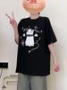2025 Summer Girlish Kitten Print Loose Cotton Short Sleeve Women's T-shirt