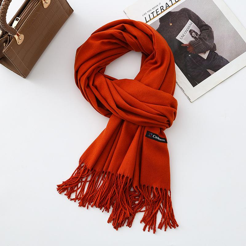 Cotton Solid Color Scarf for Women Winter Warm Wool Cashmere Scarf Autumn and Winter Women's Shawl Scarf Korean Style Atmosphere