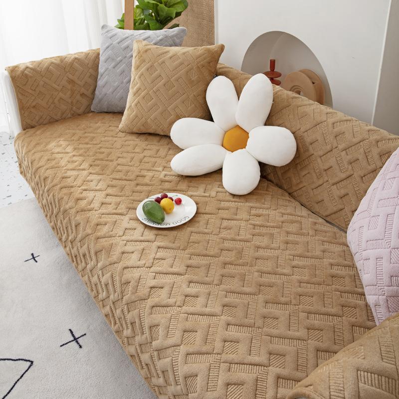 Nordisches, schlichtes Sofakissen in Volltonfarbe, für alle Jahreszeiten, Plüschstoff, rutschfestes Kissen, Winter, allgemein, moderner Sofabezug, Schonbezug