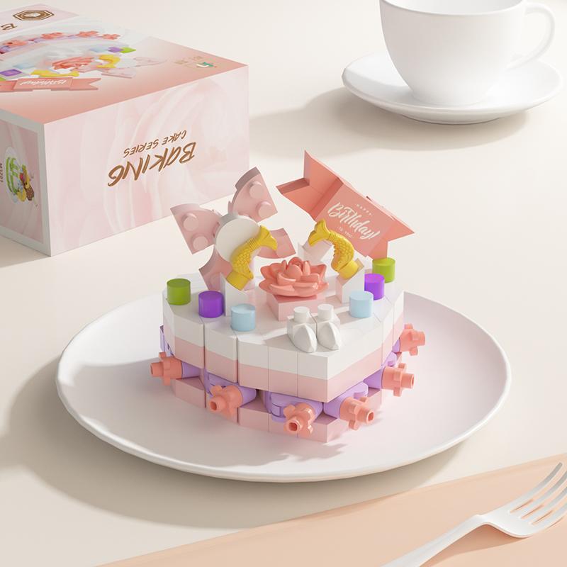 

Delicious Dessert Cake Constructor Block,Strawberry Fruit Chocolate Sweet Cake Home Decor Toys,Assembly Gifts For Children Girls