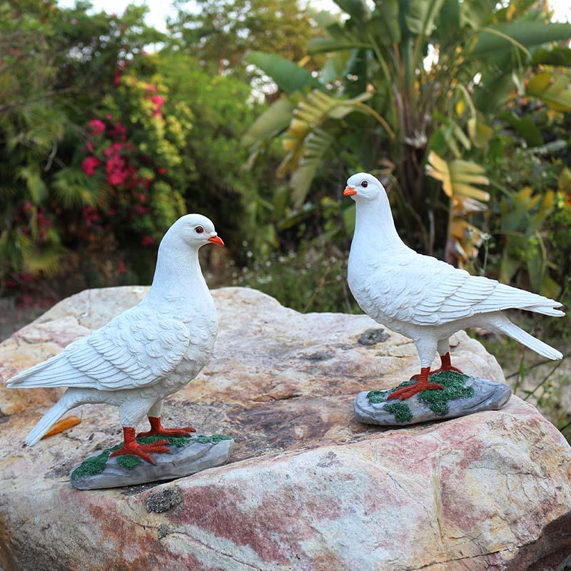 Resin White Pigeon Figurine for Outdoor Garden Decoration