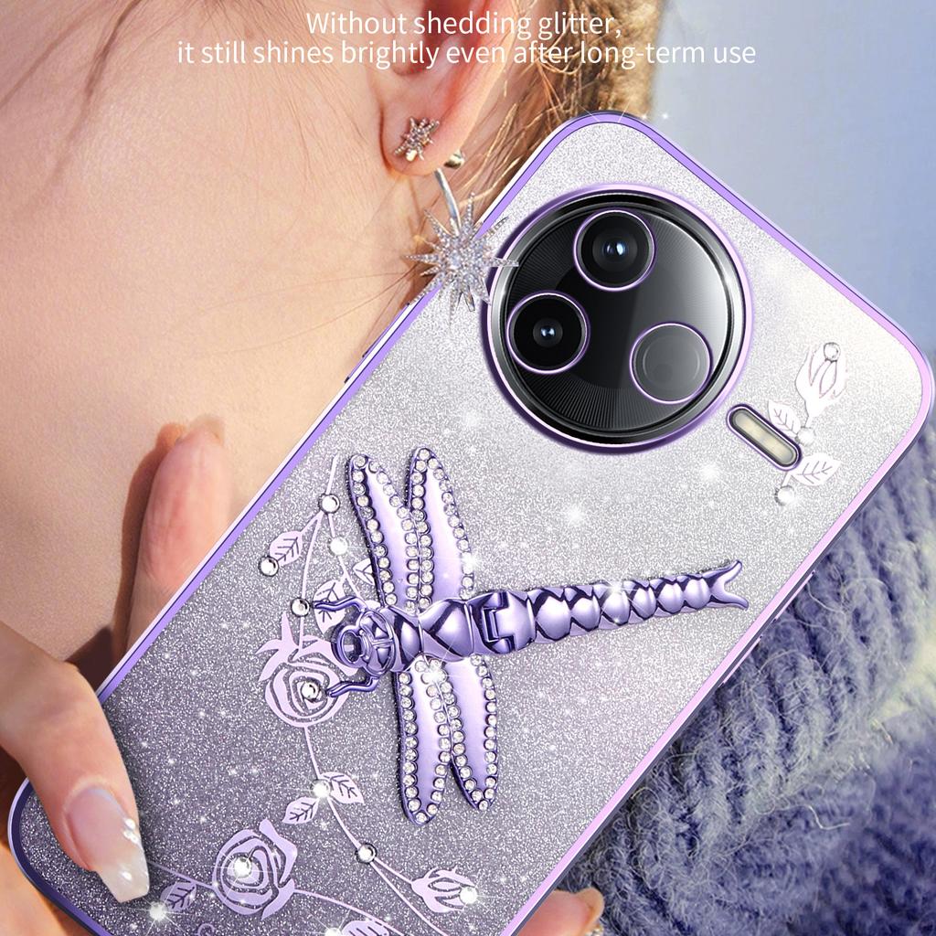 KADEM For Xiaomi Poco F7 Pro 5G/Redmi K80 5G Case Dragonfly Kickstand TPU Flowers Glitter Phone Cover