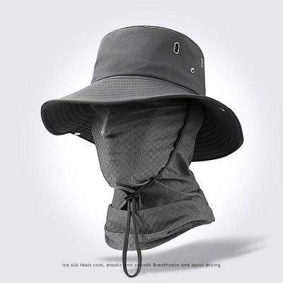 Men's Outdoor Breathable Sun Hat with Ice Silk Face Mask