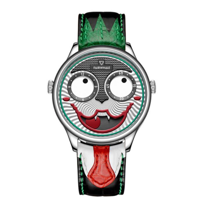 Mark Fairwhale Russian Clown Waterproof Quartz Watch with Decorative Genuine Leather Strap