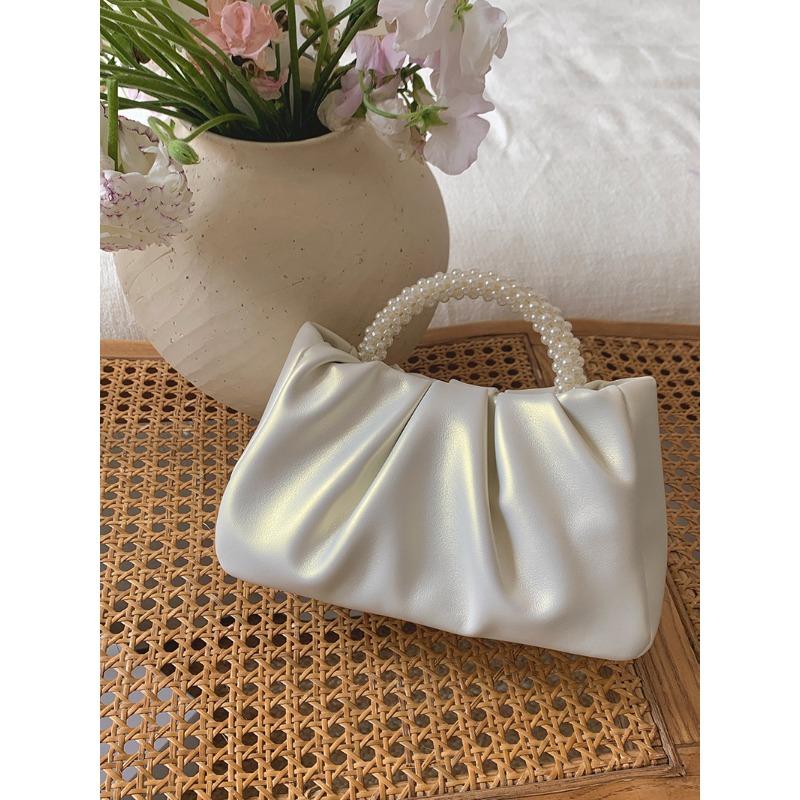 Niche New Women's Bag Temperament Pearl Wrist Pleated Cloud Handbag Shoulder Crossbody Mini Small Bag Tide