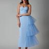 New Summer Amazon European and American Women's Evening Dress Long Skirt High-Elastic Pleated Mesh Slim Fit Slit Dress