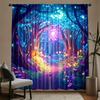 2Pcs Magic Forest Curta Glowing Tree Print Polyester Window Drapes For Kids Room Bedroom Fantasy Home Decor