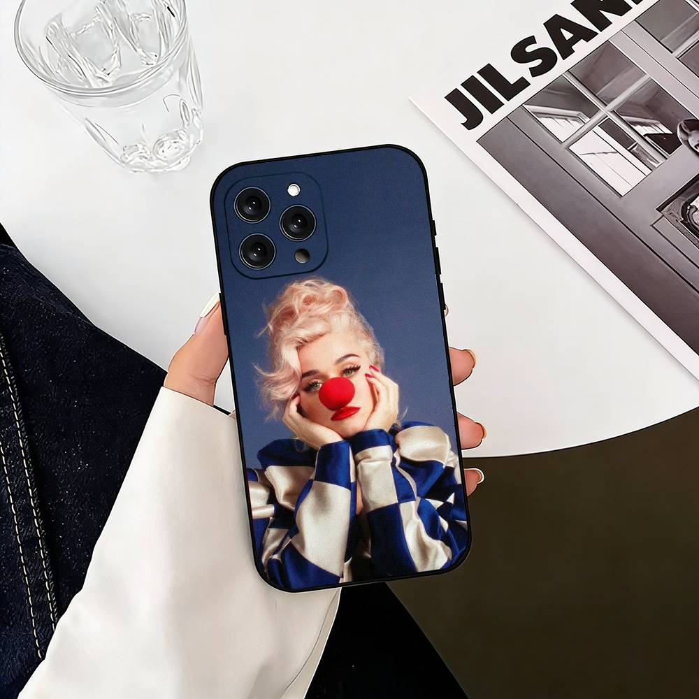 K-Katy Perry Singer Phone Case For iPhone 17,16,15,14,13,12,11 Plus,Pro Max,XS,Soft Silicone Black Cover