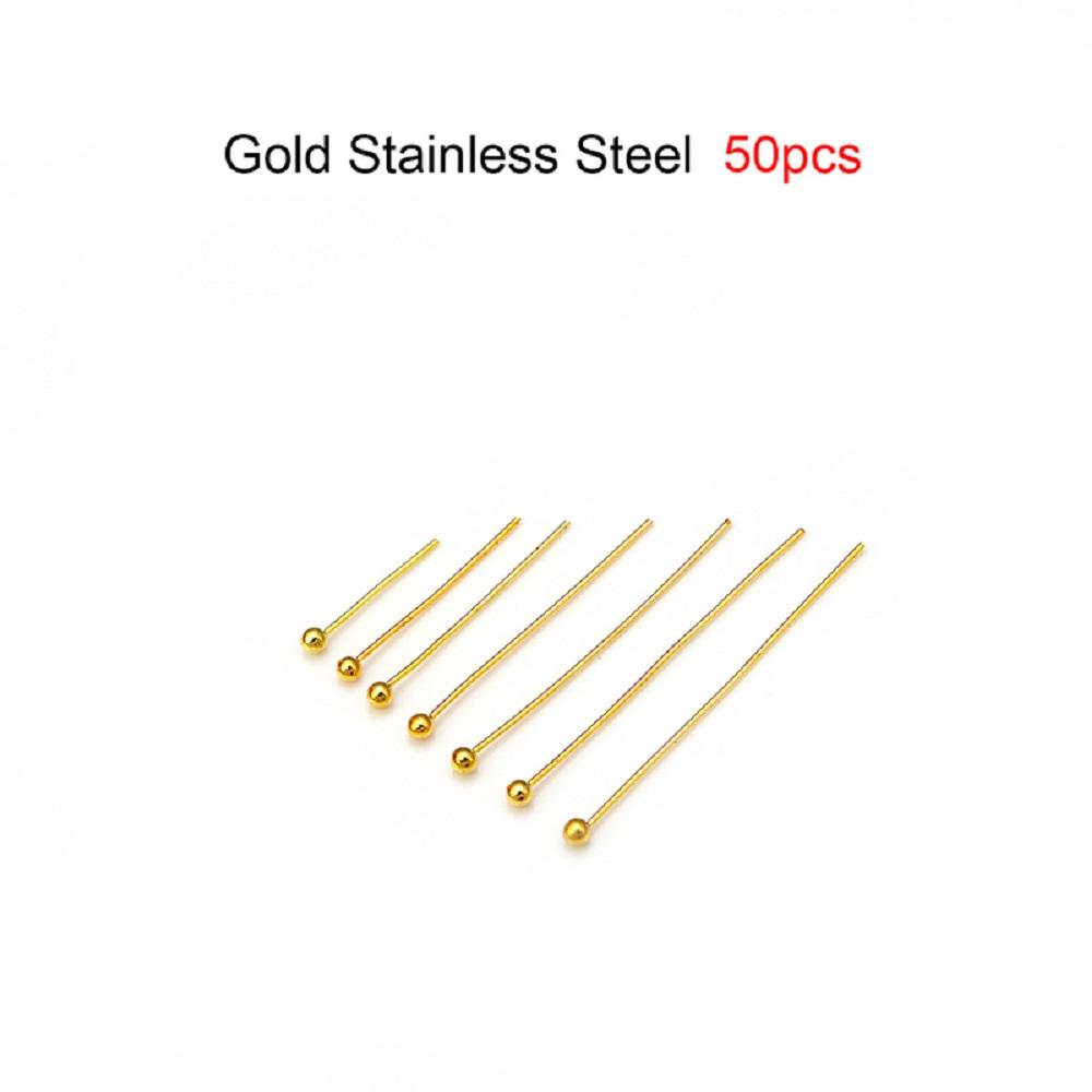 50-100Pcs Multisize Stainless Steel Flat Head Pins Eye Pins Plated Gold Ball Head Pin DIY Bracelet Earrings Jewelry Accessories