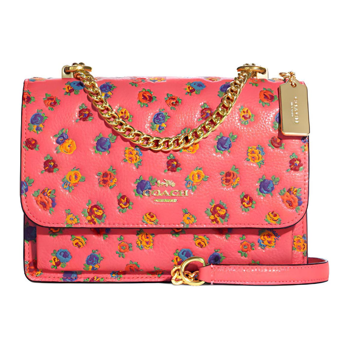 

Coach Klare 22 Vintage Rose Print Chain Leather Accordion Shoulder Crossbody Bag Women Bags Pink CA540-IMR47 Basic Set (Bag+Dust Bag)
