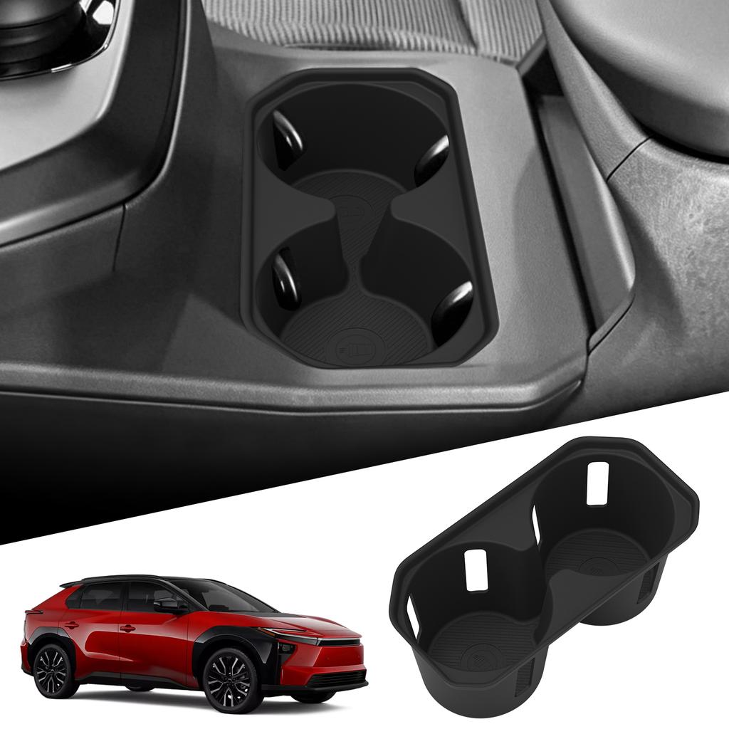LUCKEASY for Toyota BZ4X/BZ 2026 TPE Center Console Cup Holder Liner Shock-Absorbing Car Interiror Accessories Black
