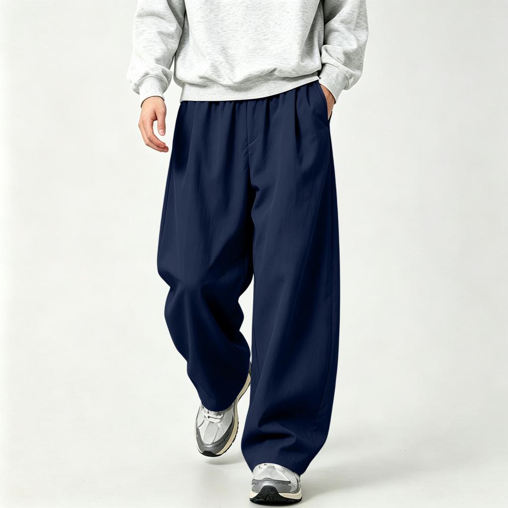 Men's Retro Wide Leg Pants with Loose Straight Fit