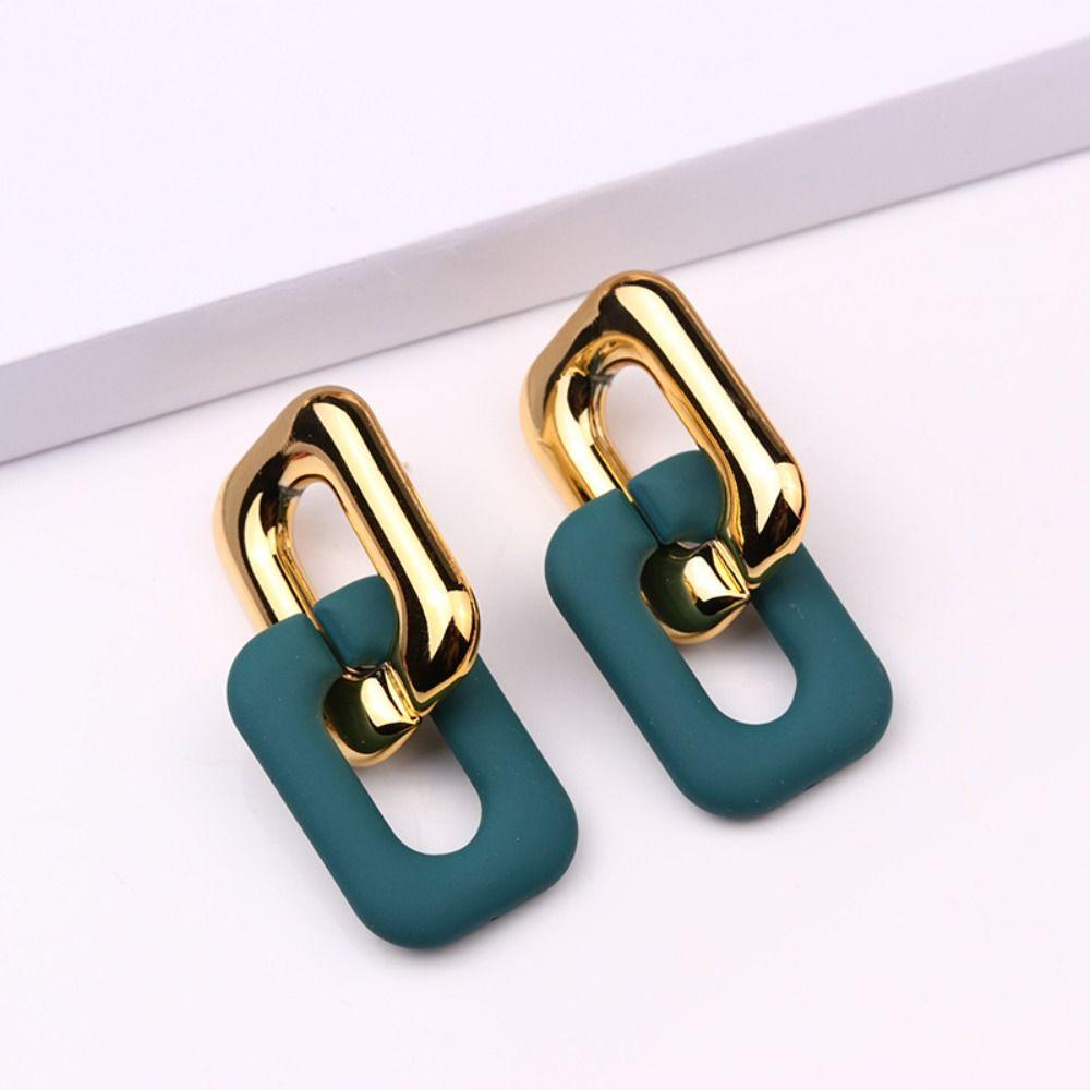 Acrylic Link Chain Earrings Light Weight Square Drop Earrings Fashion Jewelry Colorful Earring