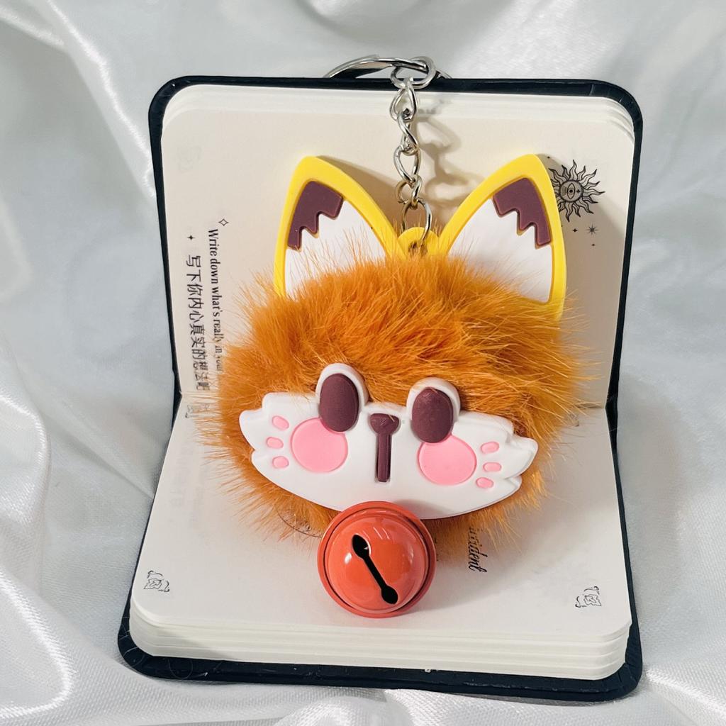 Cartoon Cute Cat Plush Ball Bell Keychain Pendant Bag Ornament Fashion Gift Girl Keyring Creative Charm Custom Car Small Lady