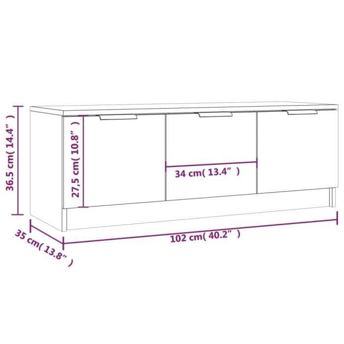 VidaXL TV Cabinet Sonoma Oak 102x35x36.5 Cm Engineered Wood811361