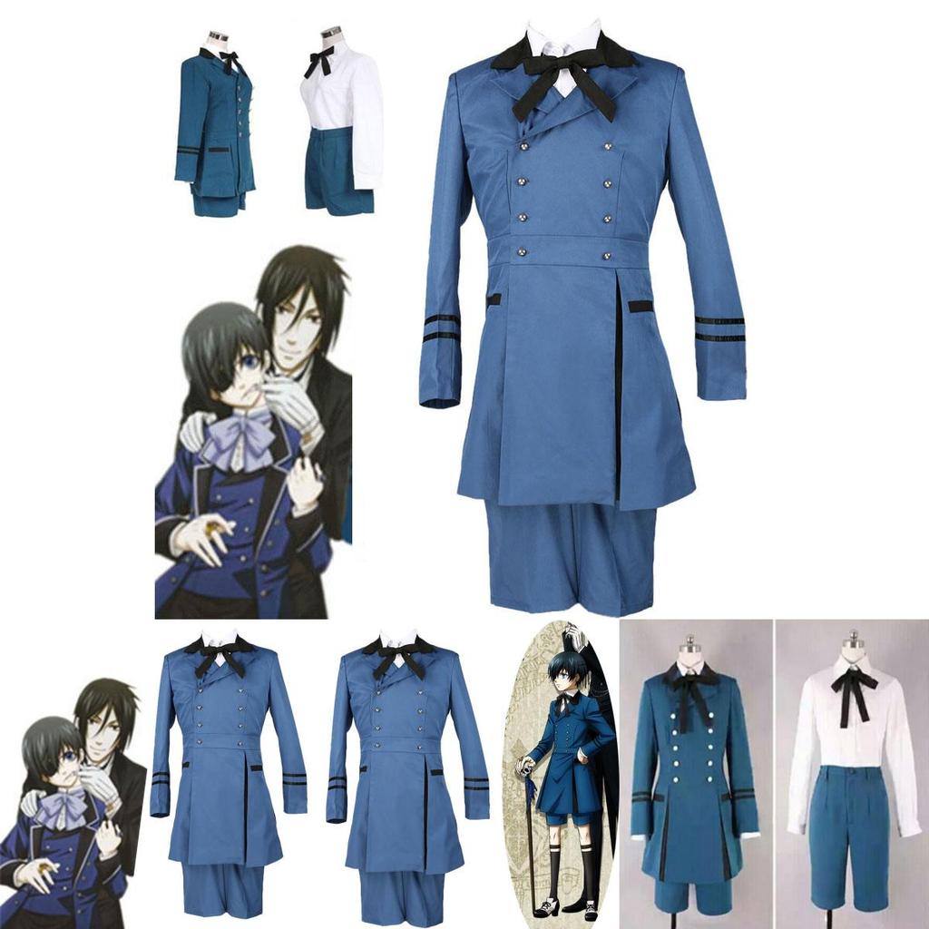 Stylish Blue And White Ciel Phantomhive Costume Outfit For Unisex Cosplay Events