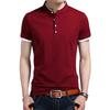 In Stock: Men's Slim Fit Combed Cotton Stand-Up Collar Short Sleeve T-Shirt - Trendy Casual D7121