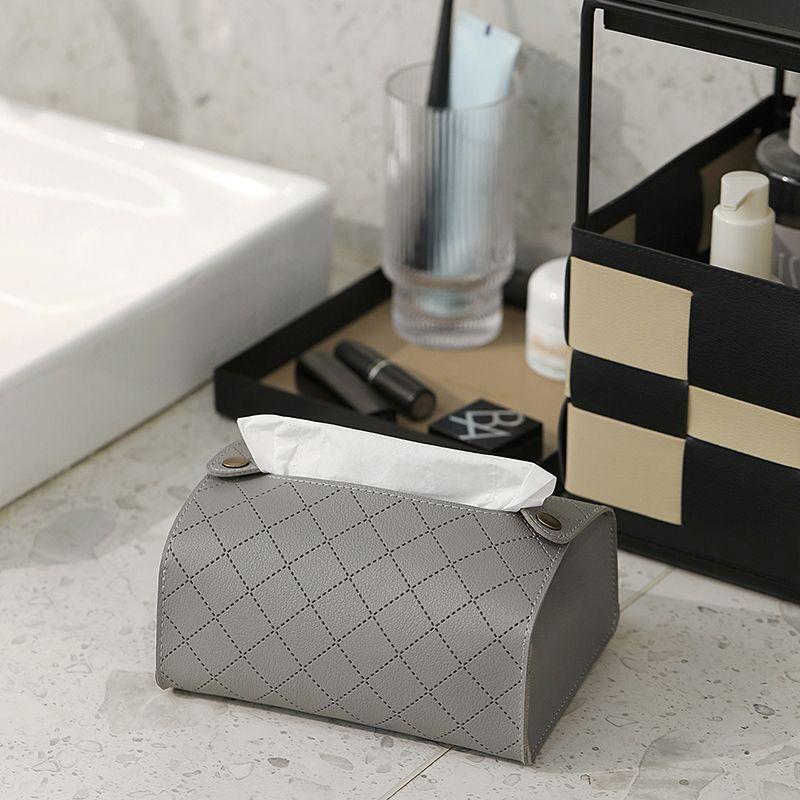 Creative PU Leather Tissue Box Light Luxury Living Room Tea Table Desktop Decoration Waterproof Tissue Storage Box Home Decor
