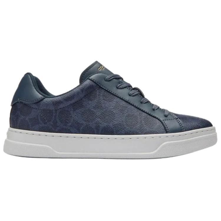 Coach High Line Cow Split Leather Round Toe Lace-Up Low-Top Sneakers Women sneakers Blue CBT39_XXQ