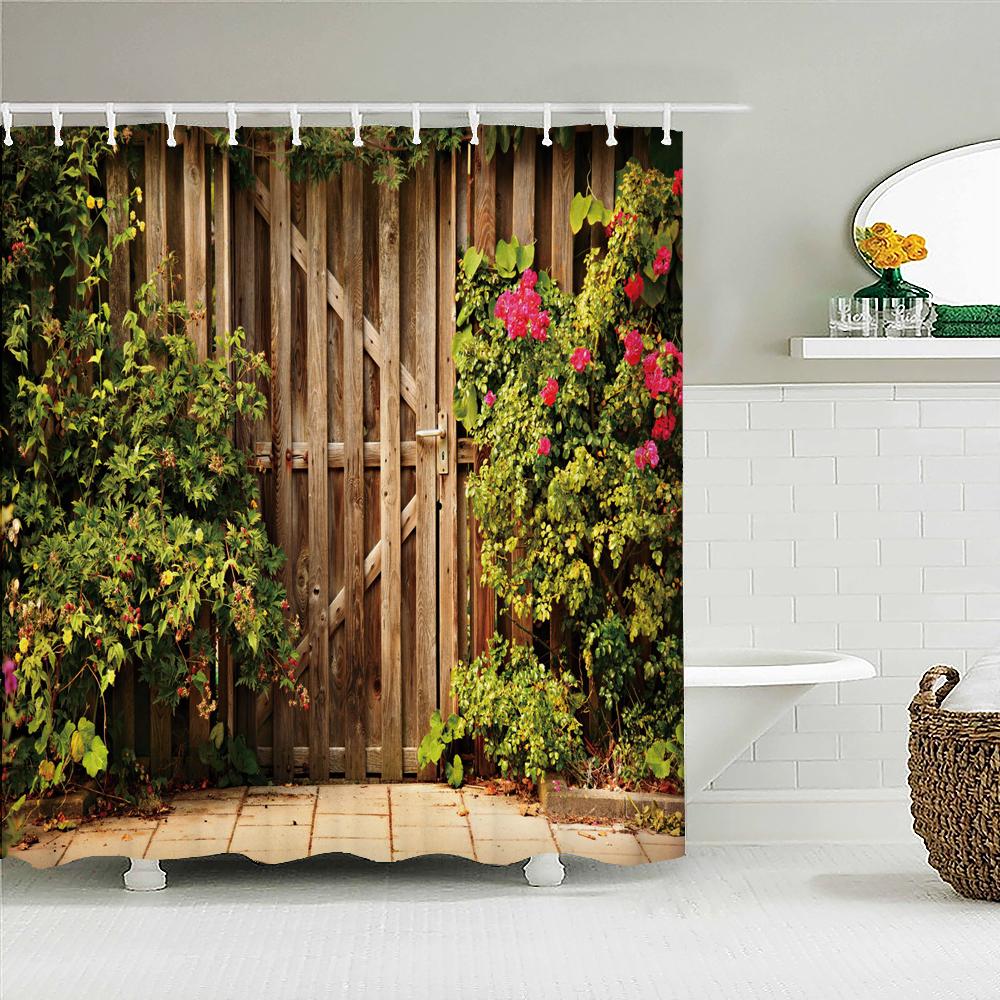 

Водонепроницаемые Цветы Трава Растение Каменная стена Шторка для душа Для ванной Занавески для ванны Очень длинная 180*200 СМ 3d Шторка для душа W90xH180cm