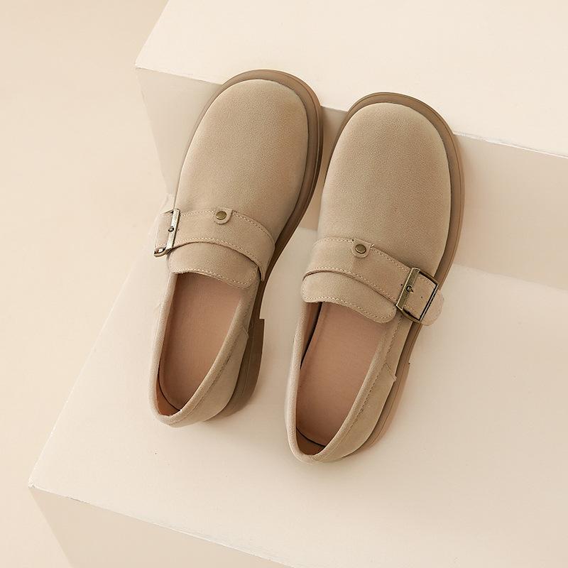 

Retro Mori shallow mouth metal buckle flat-soled single shoes 2025 new autumn one-pedal Mary Jane shoes Doudou shoes 40