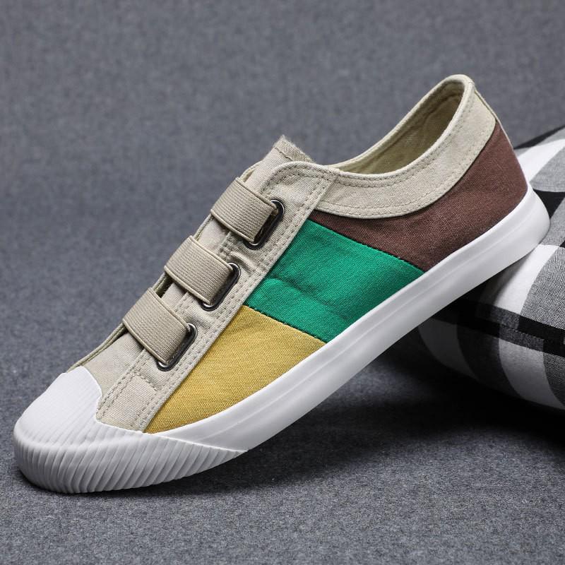 Men's 2026 Spring Canvas Slip-On Shoes: Solid Color, Breathable, Casual Low-Top Flats