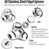 Metal Fidget Spinner for Adults, Stainless Steel Heavy Spinning Toys, Small Mini Fox Hand Gyro, Bearing Premium Long High Spin Fidget Block, Silver