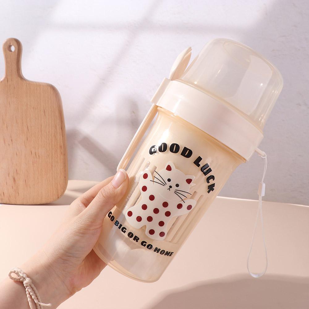 Double Layer Breakfast Oatmeal Cup Spring Pressure Salad Cup Cereal Cup Yogurt Filter Cup  School