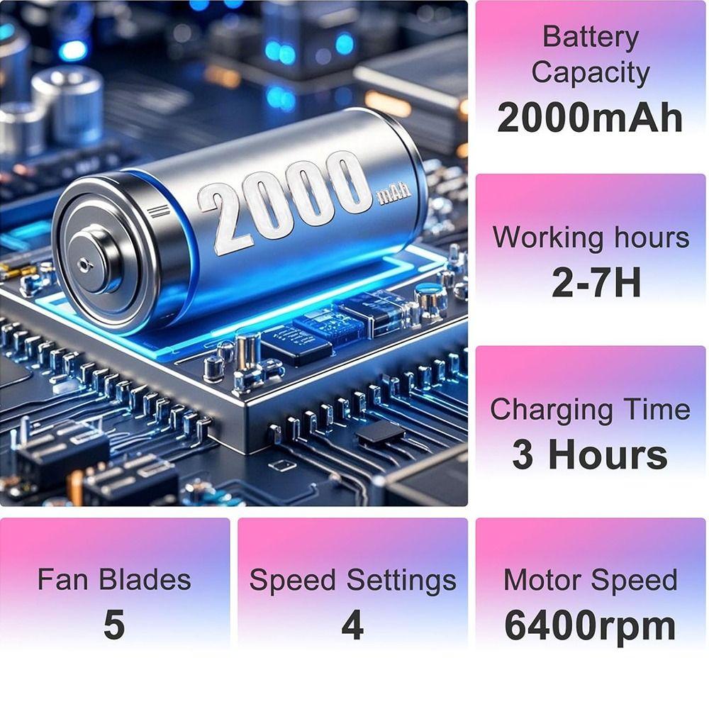 9H Runtime 4 Speeds Personal fan Handheld Small Fan Fits 8-12mm Umbrella