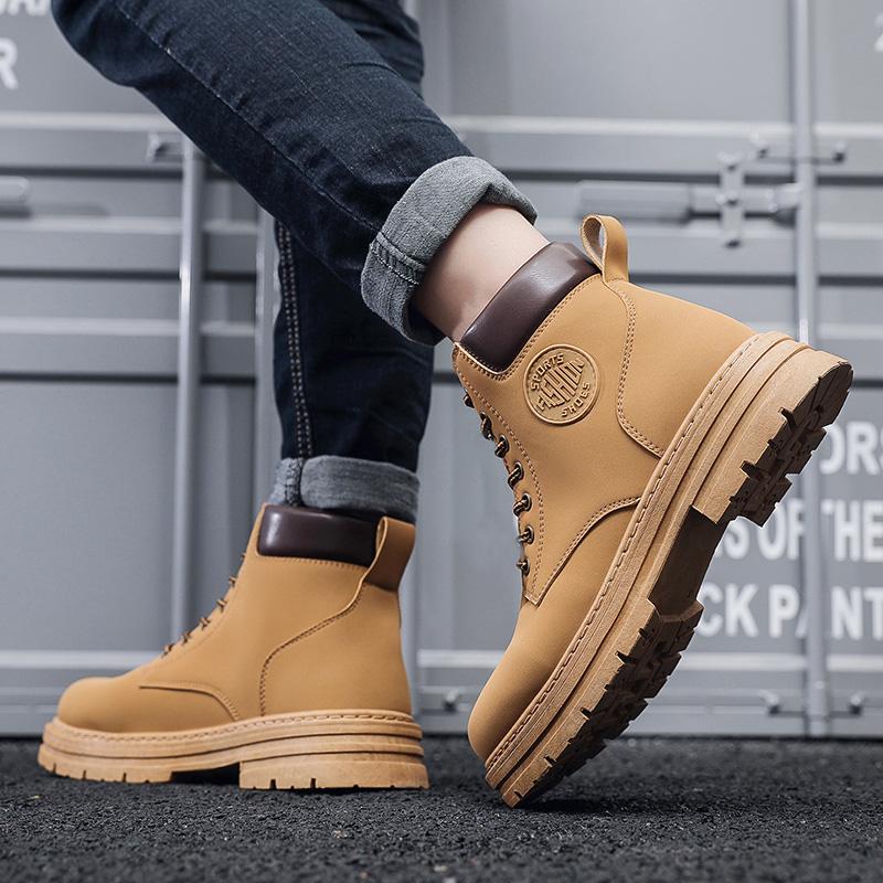 New Trend Men's Autumn Winter Work Boots Hightop Shoes Hightcut Male Students Spring Walking Casual Boots