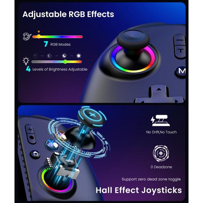 [IINE] Smartphone Controller for Switch 2/Switch/OLED/iOS/Android – 200mm Extendable, RGB Light, Macro Function, Wireless, 1000mAh, with