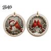 Warm Companionship Winter Decor 2 Pcs Red Bird Christmas Ornaments, 2D Round Acrylic Snowy Scene Thoughtful Presents for Friends Xmas Tree Hanging