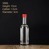 1Pc 50Ml Empty Glass Wine Bottle With Lid Reusable Beverage Bottle Leakproof Alcohol Shot Bottle For Wedding Party Supplies