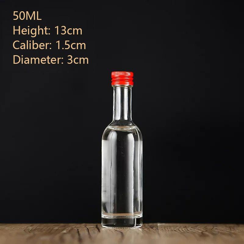 1Pc 50Ml Empty Glass Wine Bottle With Lid Reusable Beverage Bottle Leakproof Alcohol Shot Bottle For Wedding Party Supplies