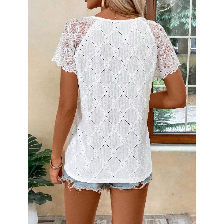 Spring Summer Autumn Solid Color Short Sleeved V-Neck Simple T-Shirt Slim Fit Sexy Temperament Fashionable Top Women'S Clothing