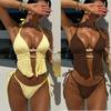 Damen Sexy Tankini Badeanzug Zweiteilig Bindeseiten Bikini Badeanzug, Modischer Unifarbener Badeanzug für Strand und Spa