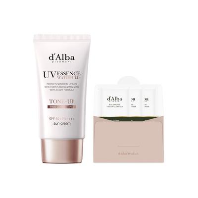 Dalva Waterful Tone-Up Sun Cream SPF 50+ PA++++ 50ml + Balancing Vegan Gel Cleanser 3ml X 3p Set, 1 Set
