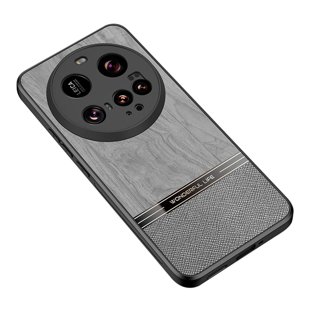 

For Xiaomi 15 Ultra Case Wood Texture Leather + TPU Protective Phone Cover B