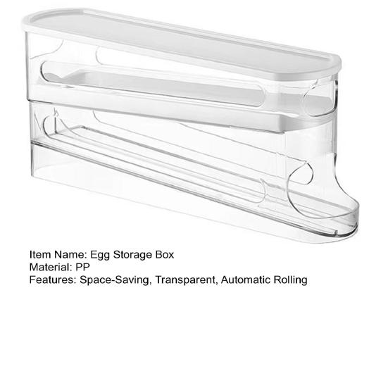 2-stufiger Eierhalter für rollende Eier Aufbewahrungsbox Platzspender Klarer Kühlschrank Automatischer Spar-Eierorganisator