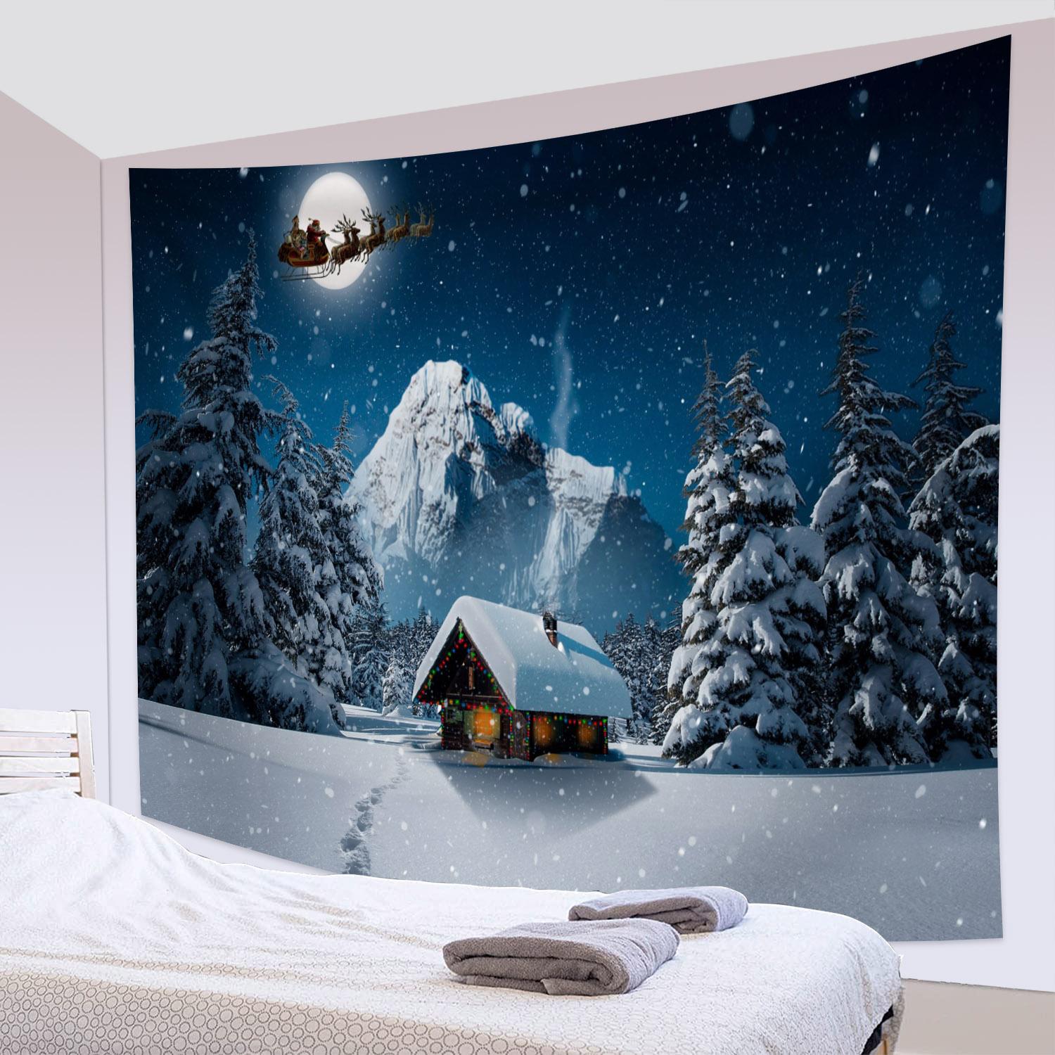 Рождественские элементы Рождественские элементы Олени Снег Звезда Настенный гобелен Декор — фото 4