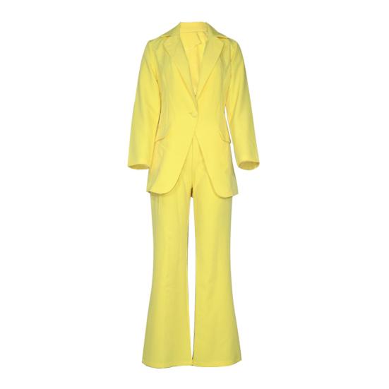 Frauen Anzug Set Plus Größe Sexy Langarm Zweiteilige Revers Knöpfe Büro Dame Blazer Hosen