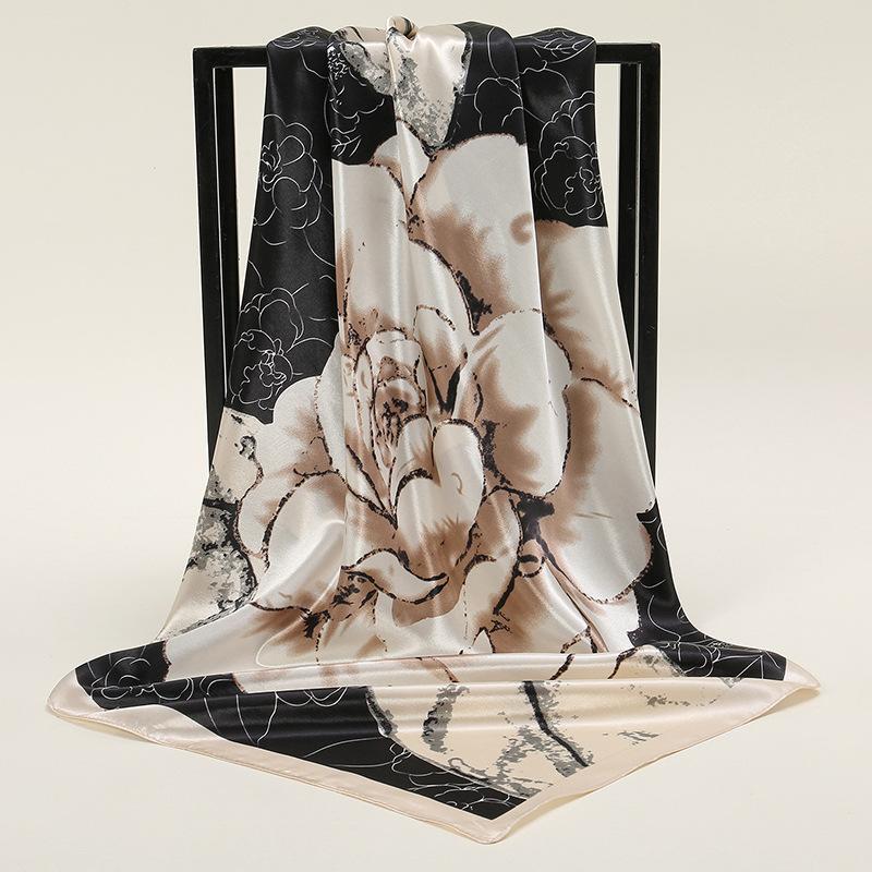 90*90Cm Women Square Silk Scarf Luxury Large Shawl Neckerchief Print Headband Female Foulard Bandana Wraps Hijab Scarves