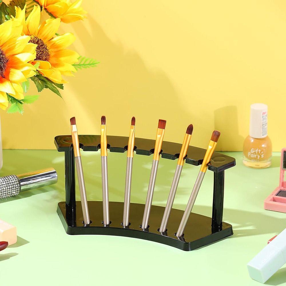 Vertical 6-Slots Pen Holder Plastic Pen Display Stand Minimalist Style Eyebrow Pen Stand Makeup Brush Rack Organizer